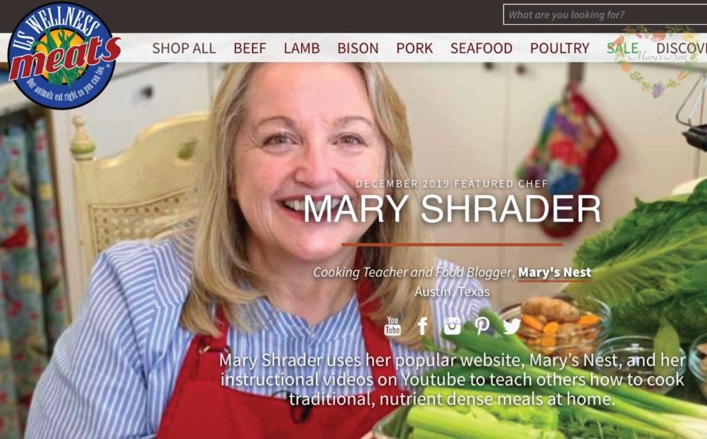 Picture of US Wellness Meats website with Marys Nest.