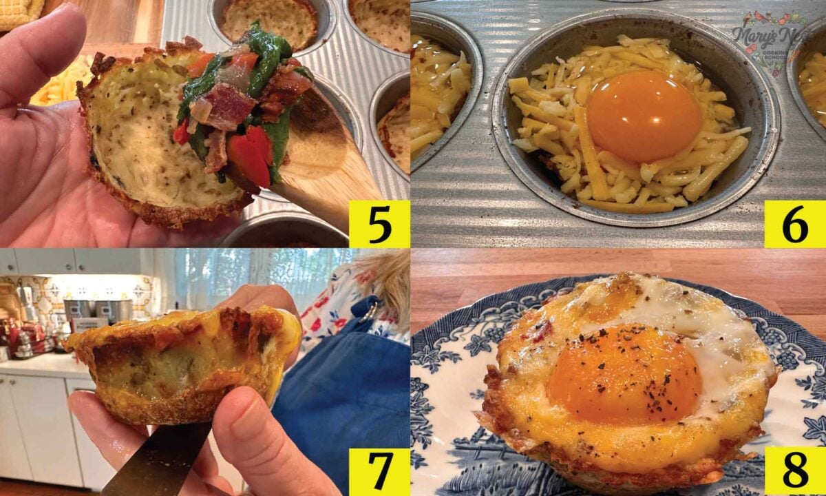 Hash Brown Breakfast Cups: Showing steps 5 through 6