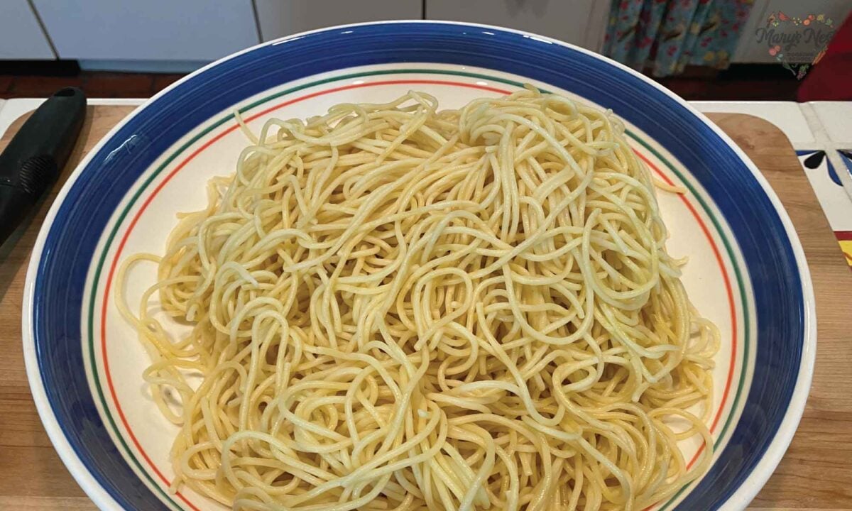 Spaghetti in a bowl