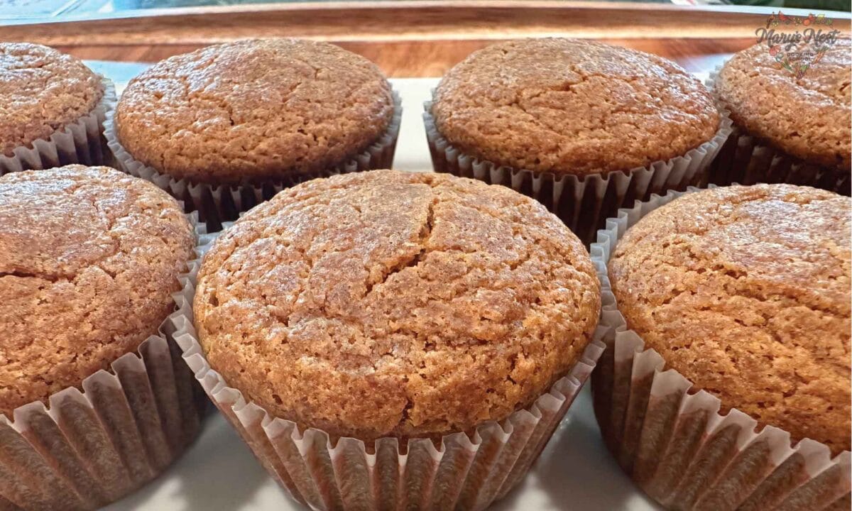 Closeup of Soaked Flour Muffins on a Plate.