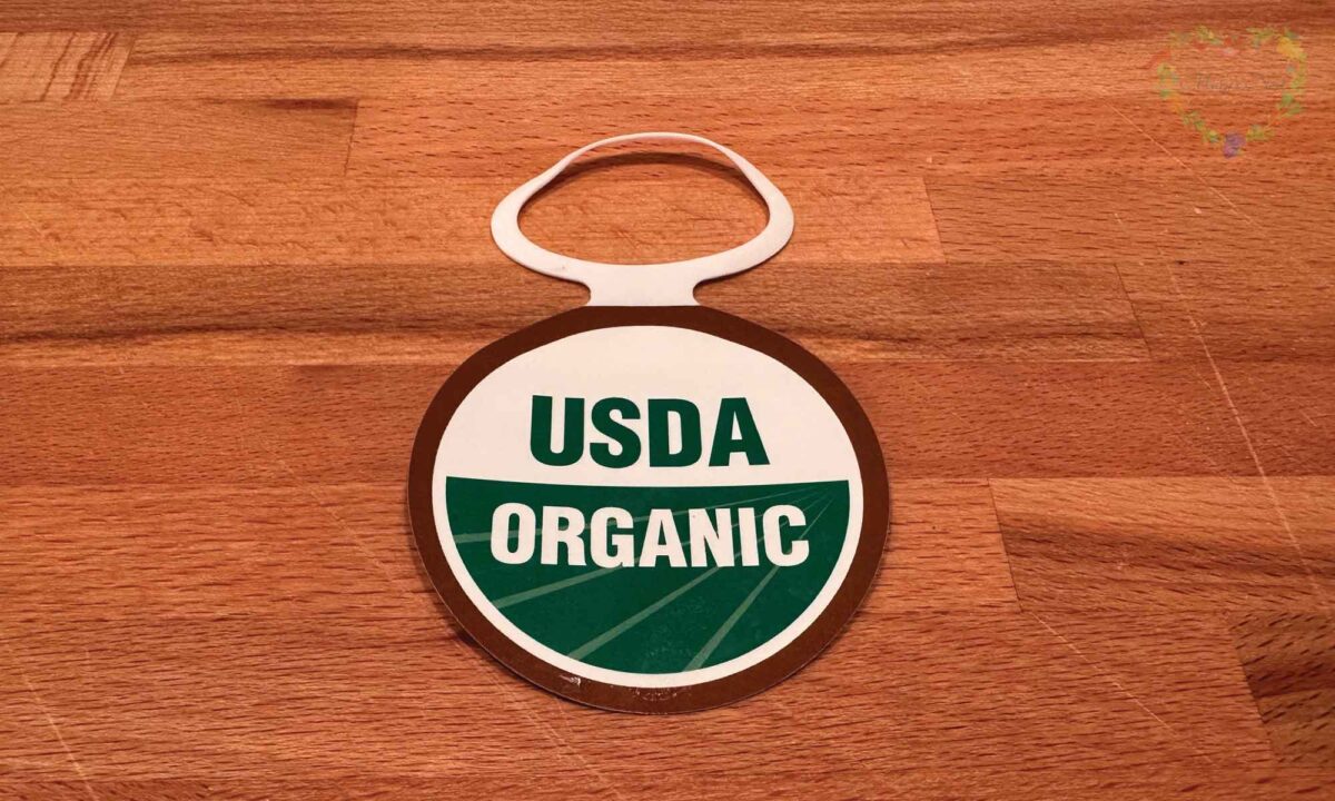USDA Organic symbol in a circle tag.