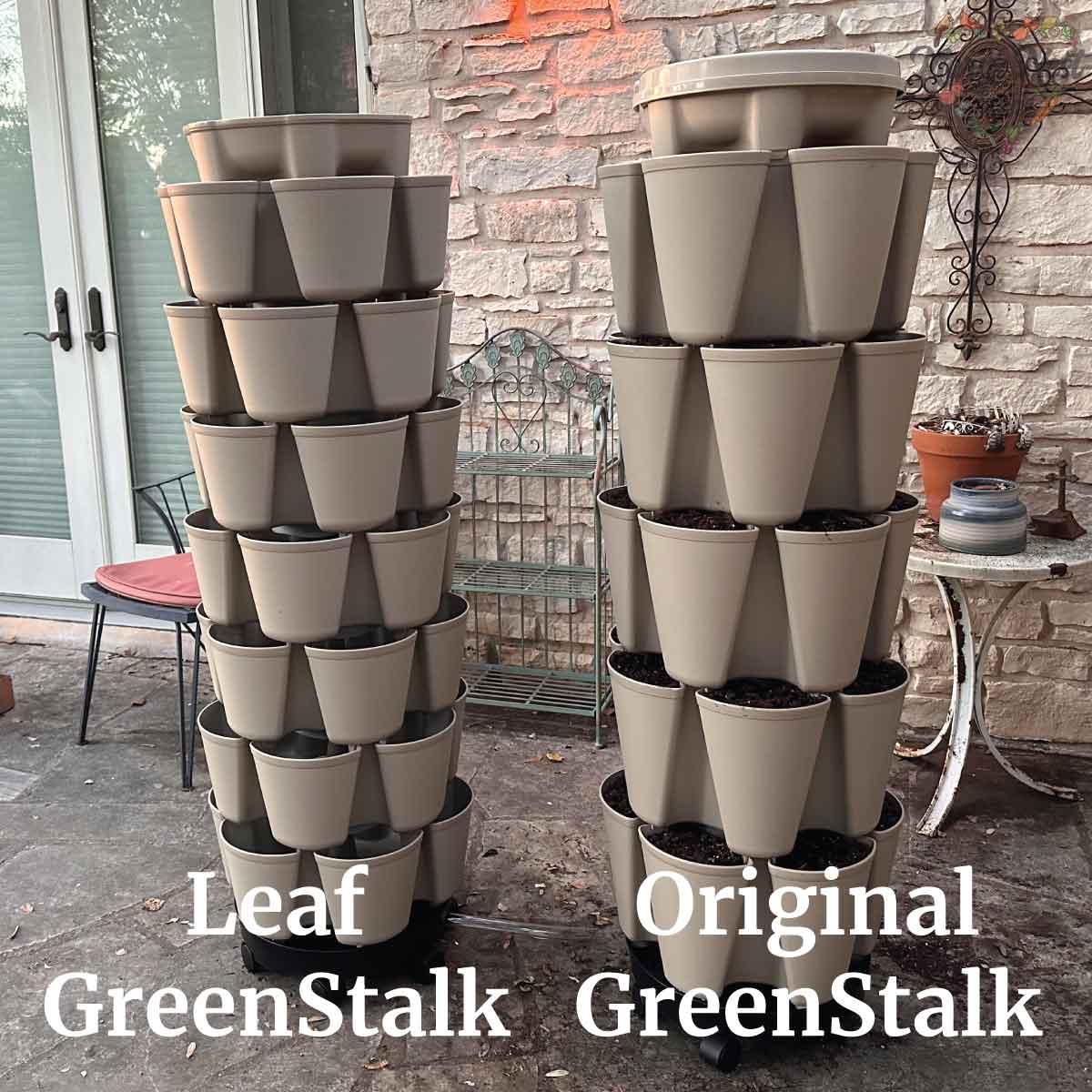 Showing the assembled GreenStalk Leaf and Original versions side by side.