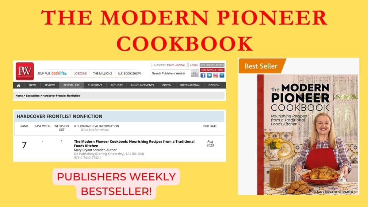 The Modern Pioneer Cookbook debuting on the Publisher's Weekly Hardcover Frontlist Nonfiction List.